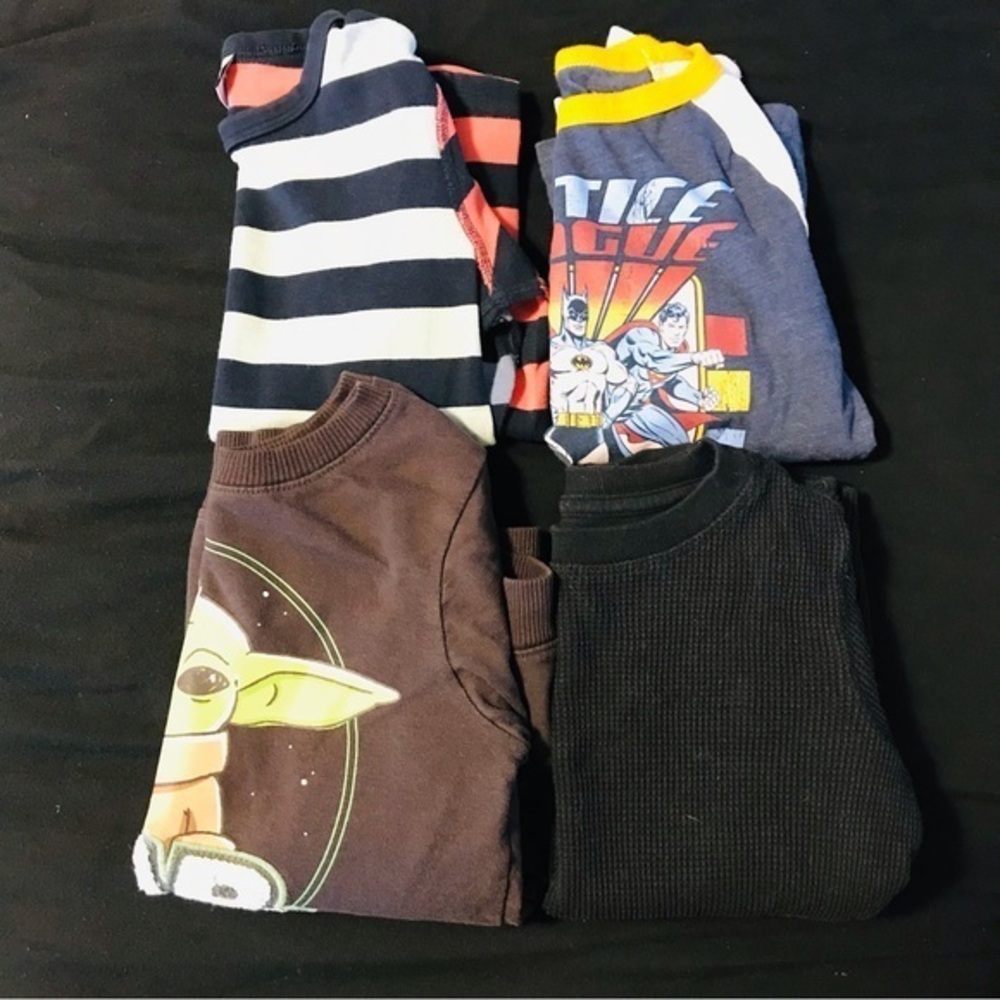 Bundle Boy’s Ling Sleeve Shirts stripes Justice league Boy size Small 4 5 6